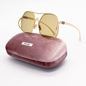 NEW MIU MIU SUNGLASSES MUA55S 5AK10R GOLD WOMEN MU A55S SMU A55